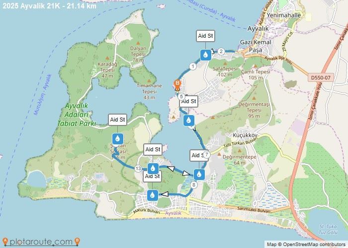 Ayvalik Half Marathon Mappa del percorso