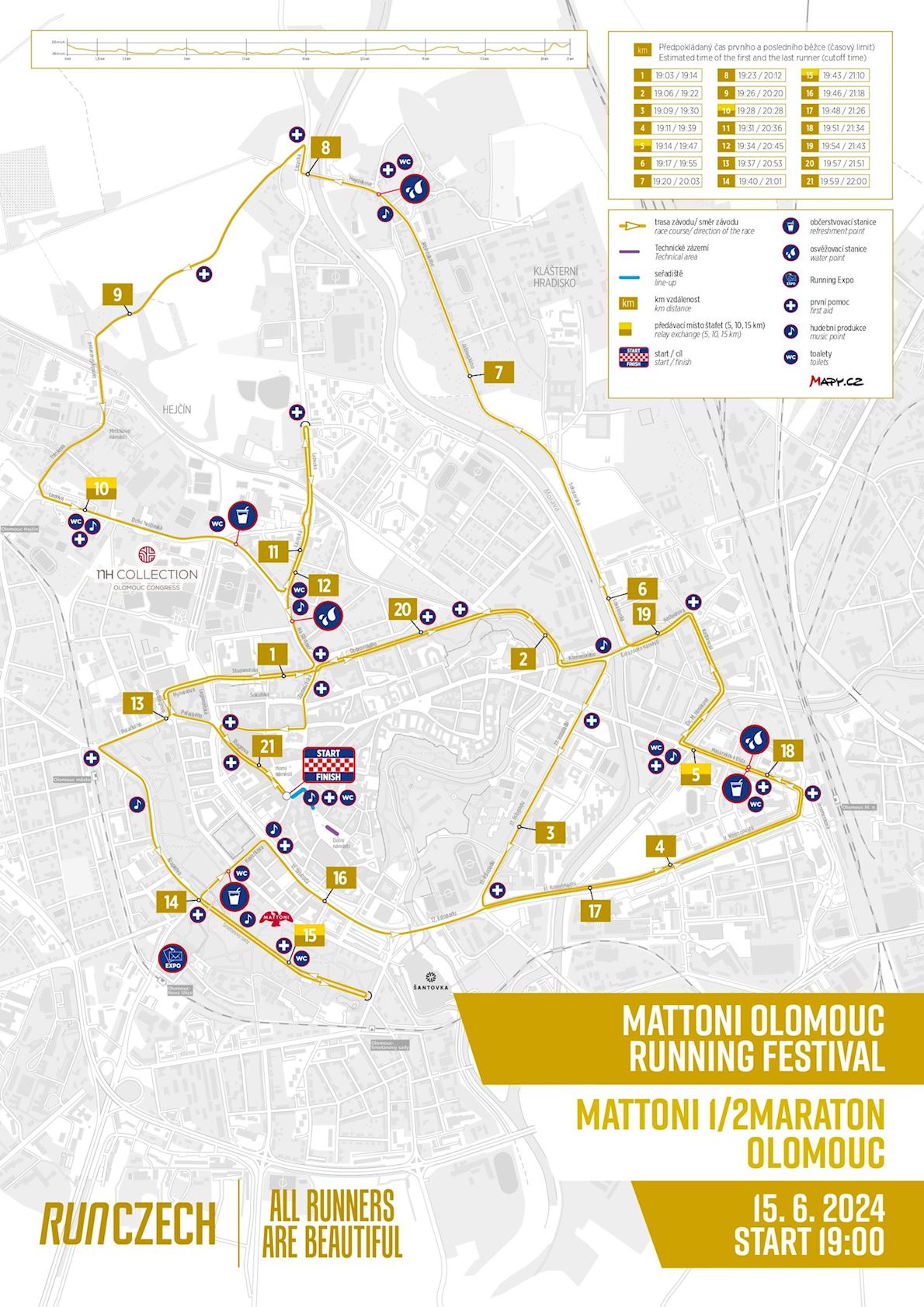 Mattoni Olomouc Half Marathon Route Map